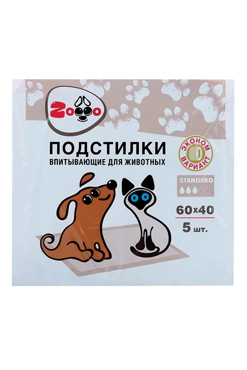 Подстилка Modum Zoooo Standard впитывающая 60×40 для животных 5 шт