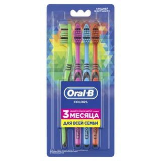 Орал-Б щетка зубная Colors средняя 4 шт