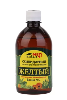 Раствор Naturmed Желтый скипидарный с экстракт 38 трав для ванн 0,5 л