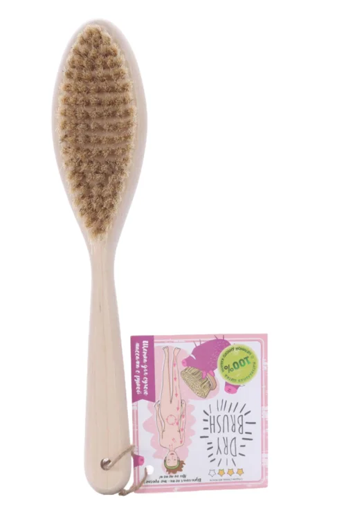 Щетка DRY Brush березовая для сухого массажа с щетиной кабана