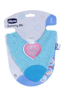 Нагрудник Chicco Gummy 2 в 1 с прорезывателем (с 2 мес) голубой