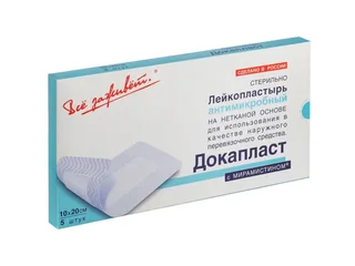 Повязка Докапласт антимикроб с мирамистином стерил 10×20 см, 5 шт