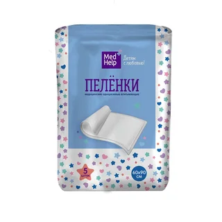 Медхелп Пеленки Впитывающие Одноразовые Для Детей 60×90 см 5 шт