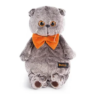 Игрушка Budi Basa Кот Басик в рыжем бархатном банте мягкая 19 см