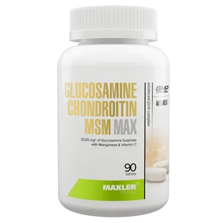 Глюкозамин и Хондроитин-MСМ Mакс (Glucosamine Chondroitin MSM Max), 90 таблеток, Maxler