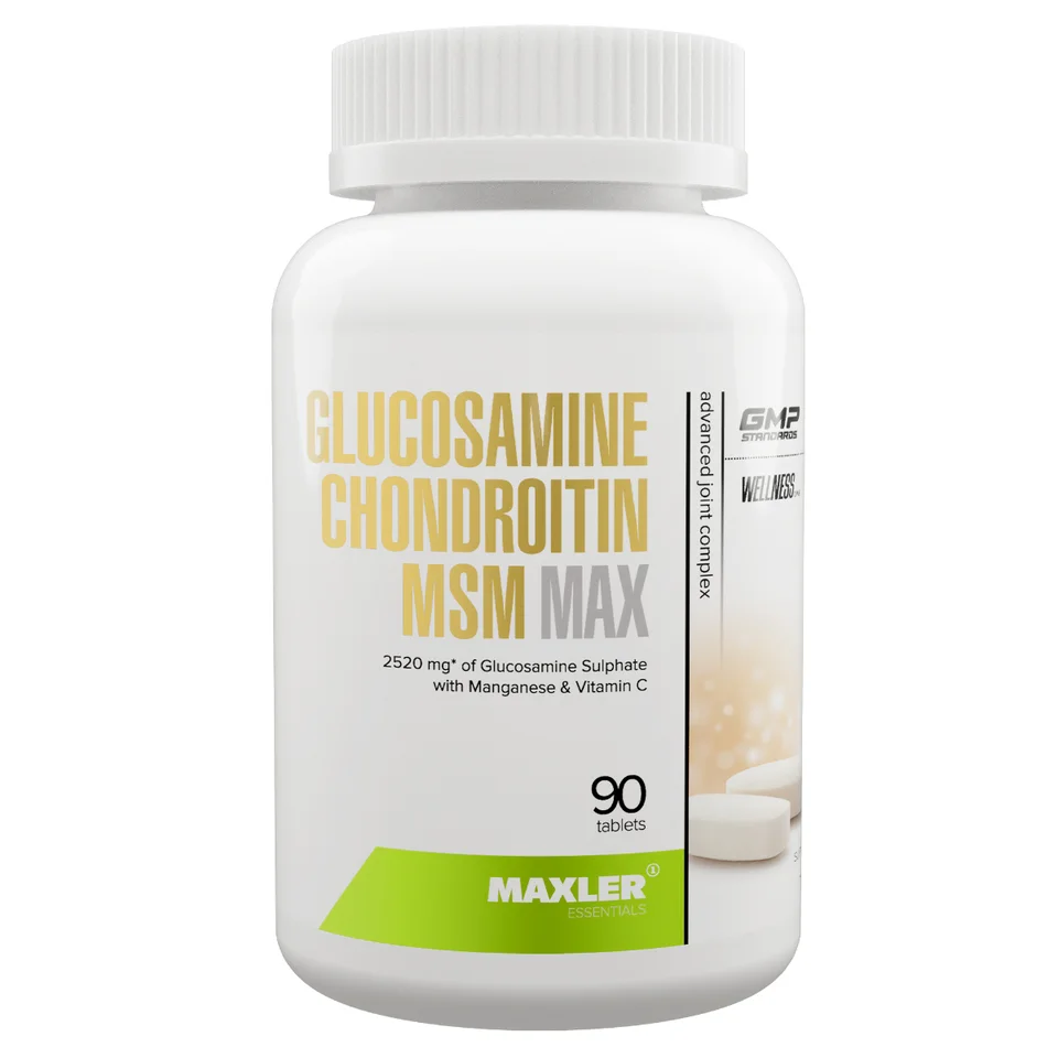 Глюкозамин и Хондроитин-MСМ Mакс (Glucosamine Chondroitin MSM Max), 90 таблеток, Maxler