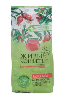 Мармелад Живые конфеты шиповник / клюква без сахара 170 гр