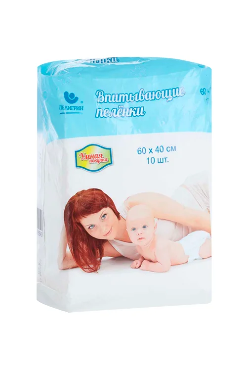 Пеленки Пелигрин Classic медиц однораз впит 60×40 см, 10 шт