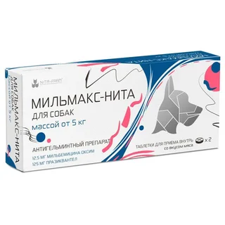 Мильмакс-Нита таблетки со вкусом мяса для собак массой от 5 кг 12,5 мг+125 мг 2 шт