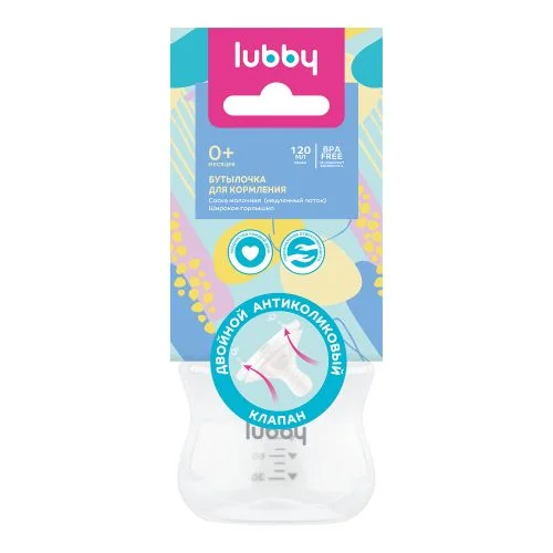 Бутылочка Lubby полипроп сос мол шир гор для кормления (0 мес+), 120 мл, арт34564