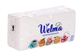 Салфетки Welma бумажные однослойные 200 шт белые