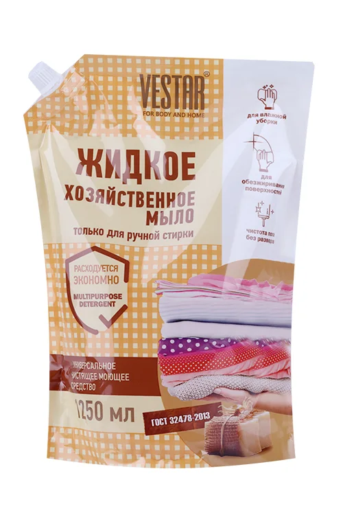 Мыло жид Vestar хозяйственное для ручной стирки и уборки 1,25 л дой-пак