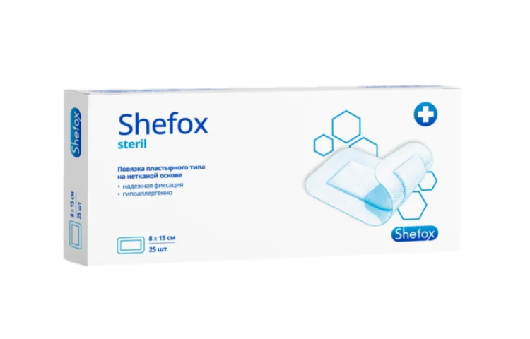 Повязка Shefox пластырного типа на нетканой основе 8×15 см 25 шт