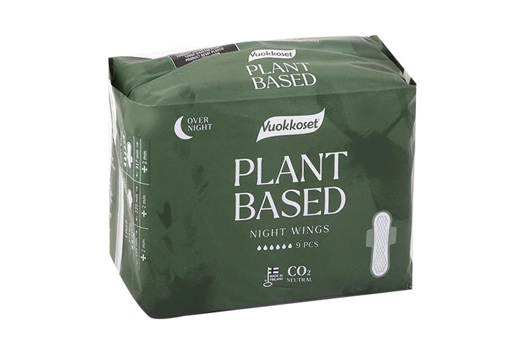 Прокладки Vuokkoset Plant Based Night Wings гигиенич ночные с крылышками 9 шт