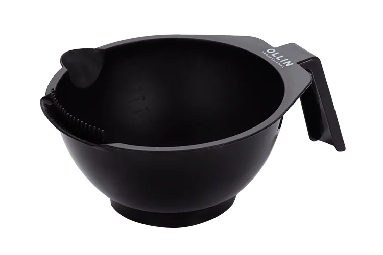 Миска Ollin Professional для окрашивания черная с ручкой / носиком / зубчиками 300 мл