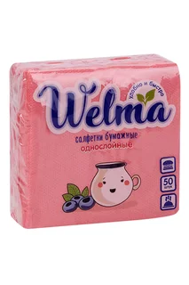 Салфетки Welma бумажные однослойные 50 шт цветные