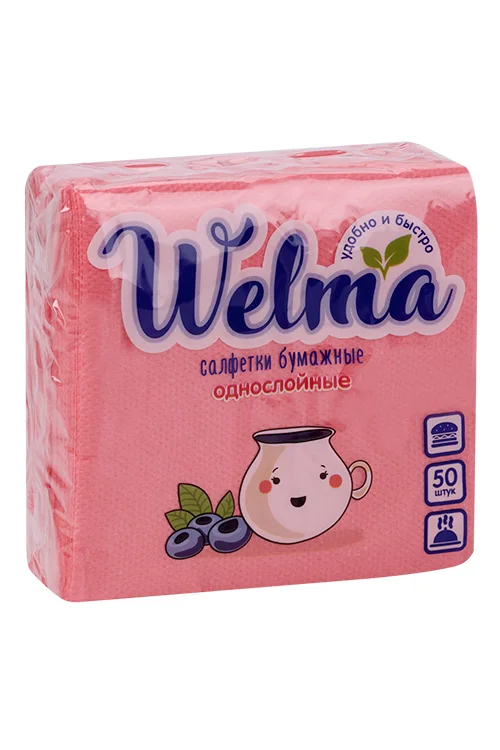 Салфетки Welma бумажные однослойные 50 шт цветные