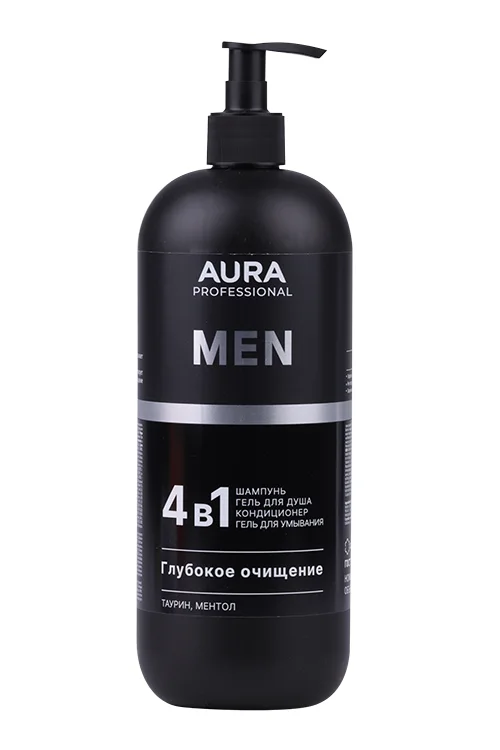 Шампунь Aura Professional Men 4 в1 глубокое очищение 1 л