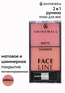 Shinewell Двойные румяна с матовым и шиммер эффектом тон 2