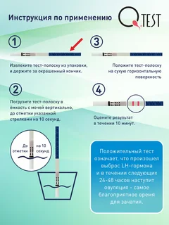 Тест на овуляцию Qtest 5 шт точность свыше 99% 5 тест-полосок
