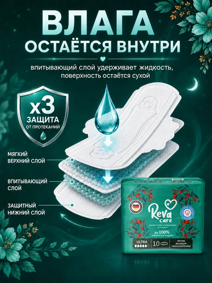 Прокладки Reva Care Ultra гигиенические 10 шт