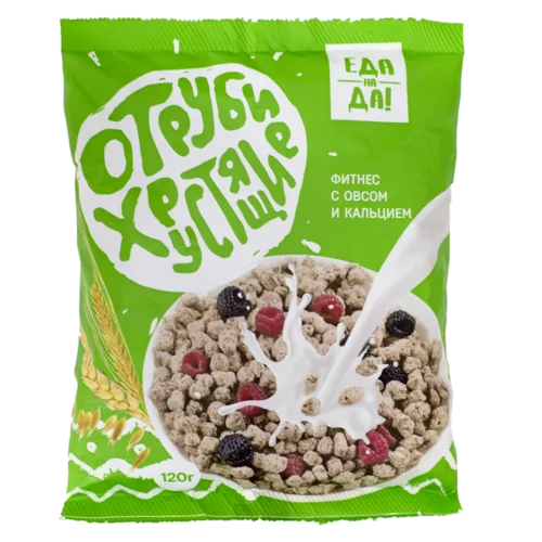 Отруби хрустящие Еда на Да пшеничные Фитнес с овсом и кальцием 120 гр