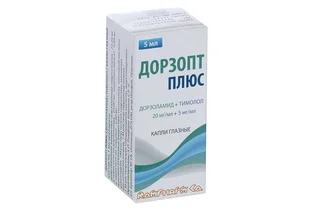 Дорзопт Плюс 20 мг / мл+5 мг / мл 5 мл капли глазные