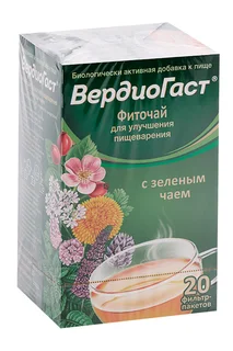 Фиточай ВердиоГаст для улучшения пищеварения с зелен чаем 1,5 гр 20 шт