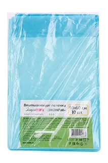 Пеленки ЭлараKids Эконом впитывающие синие 60×60 см 10 шт