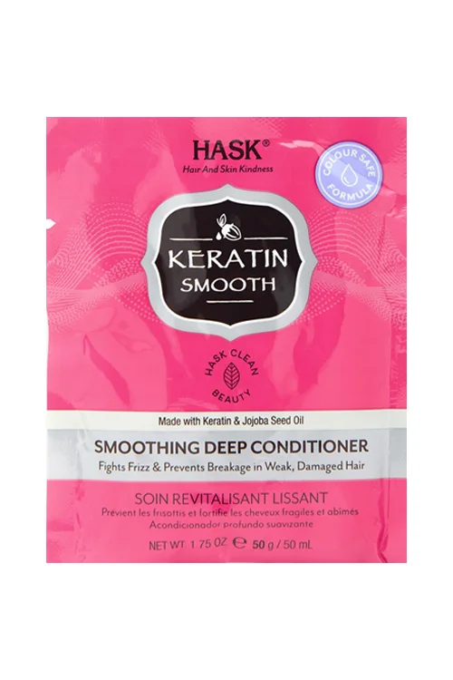 Кондиционер Hask с протеином кератина для придания гладкости волосам, 50 мл