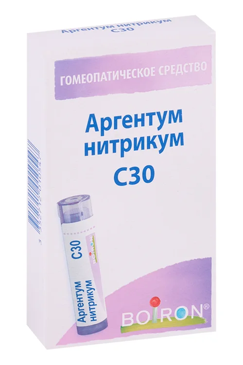 Аргентум нитрикум 4 гр гранулы гомеопатические C30