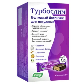 Турбослим Батончик Для Похудения 50 гр Белковый 4 шт