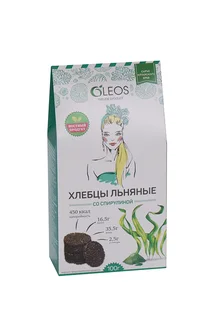 Хлебцы Олеос льняные со спирулиной 100 гр