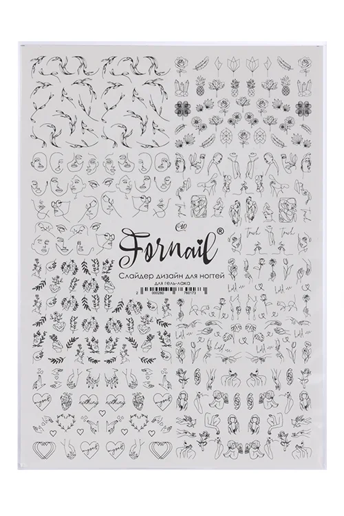 Слайдер Fornail для дизайна ногтей / гель лака любовь / цветы черный