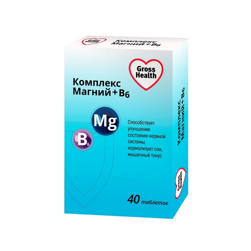 Гроссхелс Комплекс Магний+Витамин В6 таблетки 40 шт