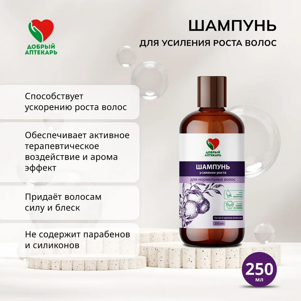 Добрый аптекарь шампунь для усиления роста волос 250 мл