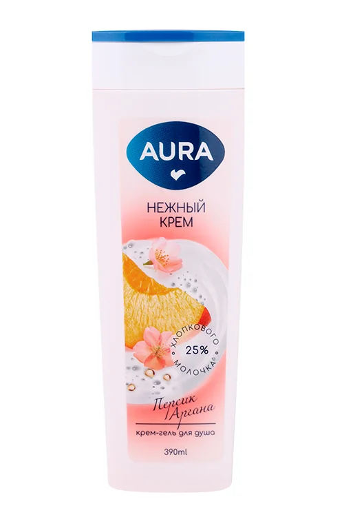 Крем-гель для душа Aura Персик / аргана 390 мл