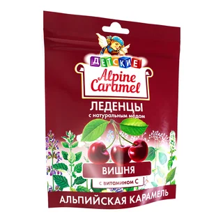 Альпийская карамель леденцы детские с натуральным медом и витамином С вкус вишня 75 гр