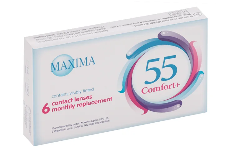 Линзы Maxima 55 Comfort контактные R 8,6 (диоптрия -1,25) 6 шт