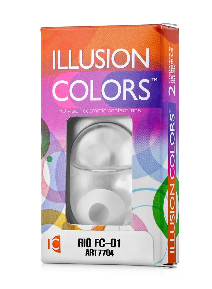 Линзы Illusion colors Rio FC 01 контактные белое бельмо 3 месяца -0,00/14,0/8,6/2 шт