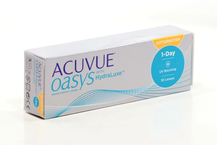 Контактные линзы Acuvue Oasys hydraluxe for Astigmatism 30 линз R 8,5 D -2,25 CYL -0,75 A 180