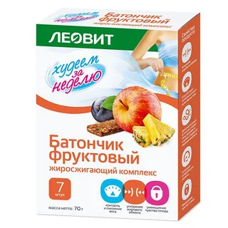 Худеем за неделю батончик Жиросжигающий комплекс фруктовый 7 шт