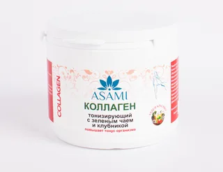Коллаген Asami Тонизирующий с зеленым чаем и клубникой порошок 200 гр.