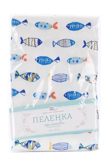 Пеленка Бэйби Найс муслин для малыш 120×120 см бел рисунок рыб