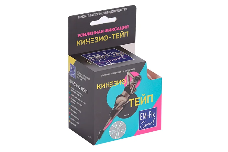 Тейп-кинезио EM-FIX Sport 5 см × 5 м бежевый