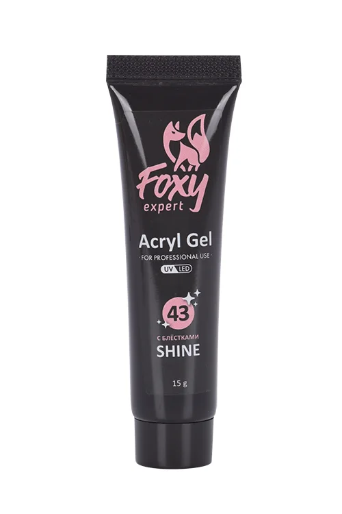 Акрил-гель Foxy Expert Shine для наращивания и укрепления ногтей с блестками 15 гр