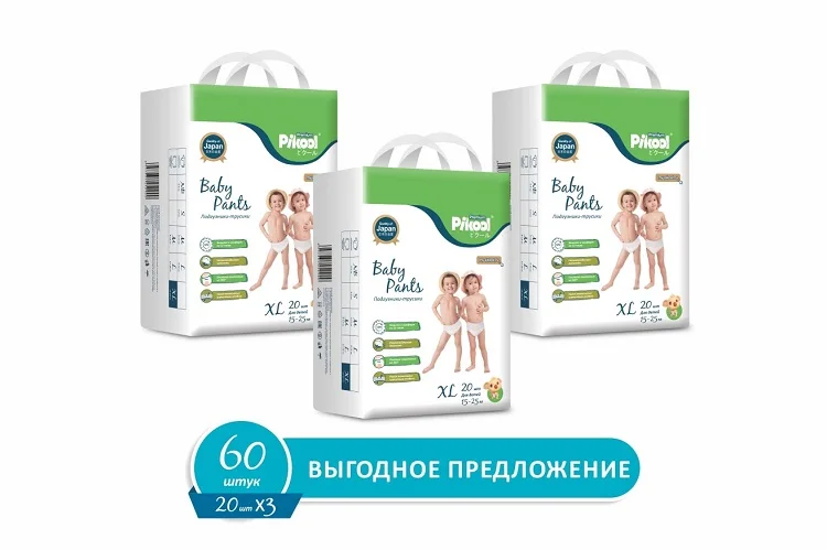 Подгузники-трусики детские Пикул Премиум XL (15-25 кг) 60 шт (20×3)