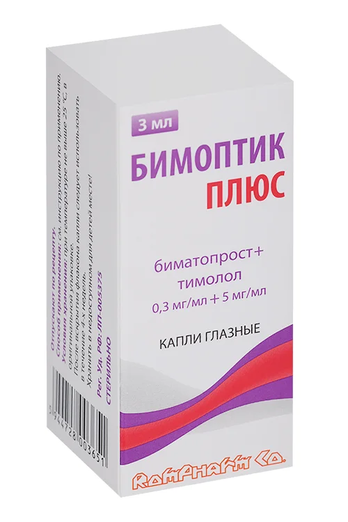 Бимоптик Плюс капли 0.3 мг / мл 3 мл
