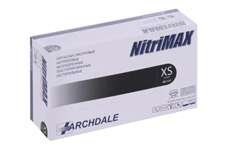 Перчатки Archdale Nitrimax нитриловые неопудренные нестерильные текстурированные XS черный пара, 50 шт