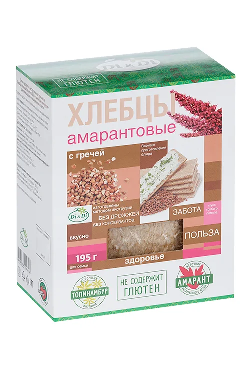 Хлебцы Di&Di амарантовые с гречей без глютена 195 гр